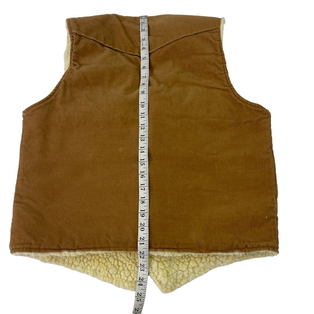Vtg Sport Abouts By Big Yank Mens M Western Vest Brown Corduroy Button Pockets - Picture 6 of 11